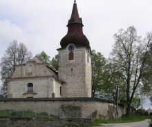 Vyskytná nad Jihlavou, kostel sv. Vavřince. Celkový pohled na kostel od jihu, autor: P. Borský, 2005.
